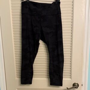 Lululemon Wunder Under High Rise Tight Leggings Black Camo Print Size 12